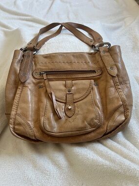 Vintage Abercrombie & Fitch Cognac Brown Leather Shoulder Bag Purse Tote